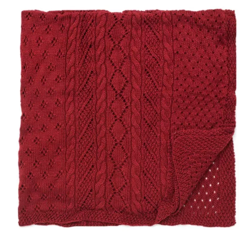 Lace Panel Knit Throw