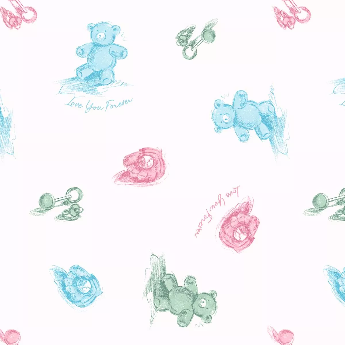 Love You Forever Bears Multi Fabric