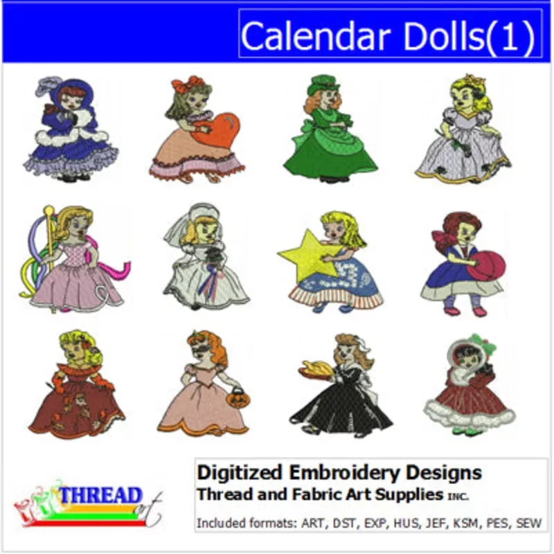 Machine Embroidery Designs – Calendar Dolls(1)