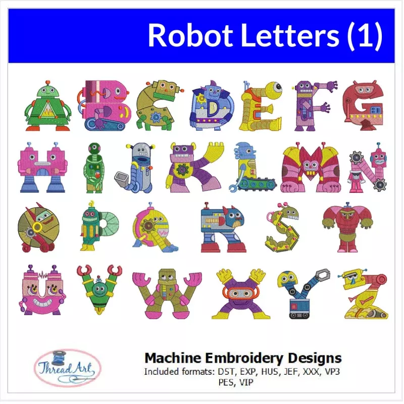Machine Embroidery Designs – Robot Letters