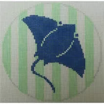 Manta Ray on Green Stripes