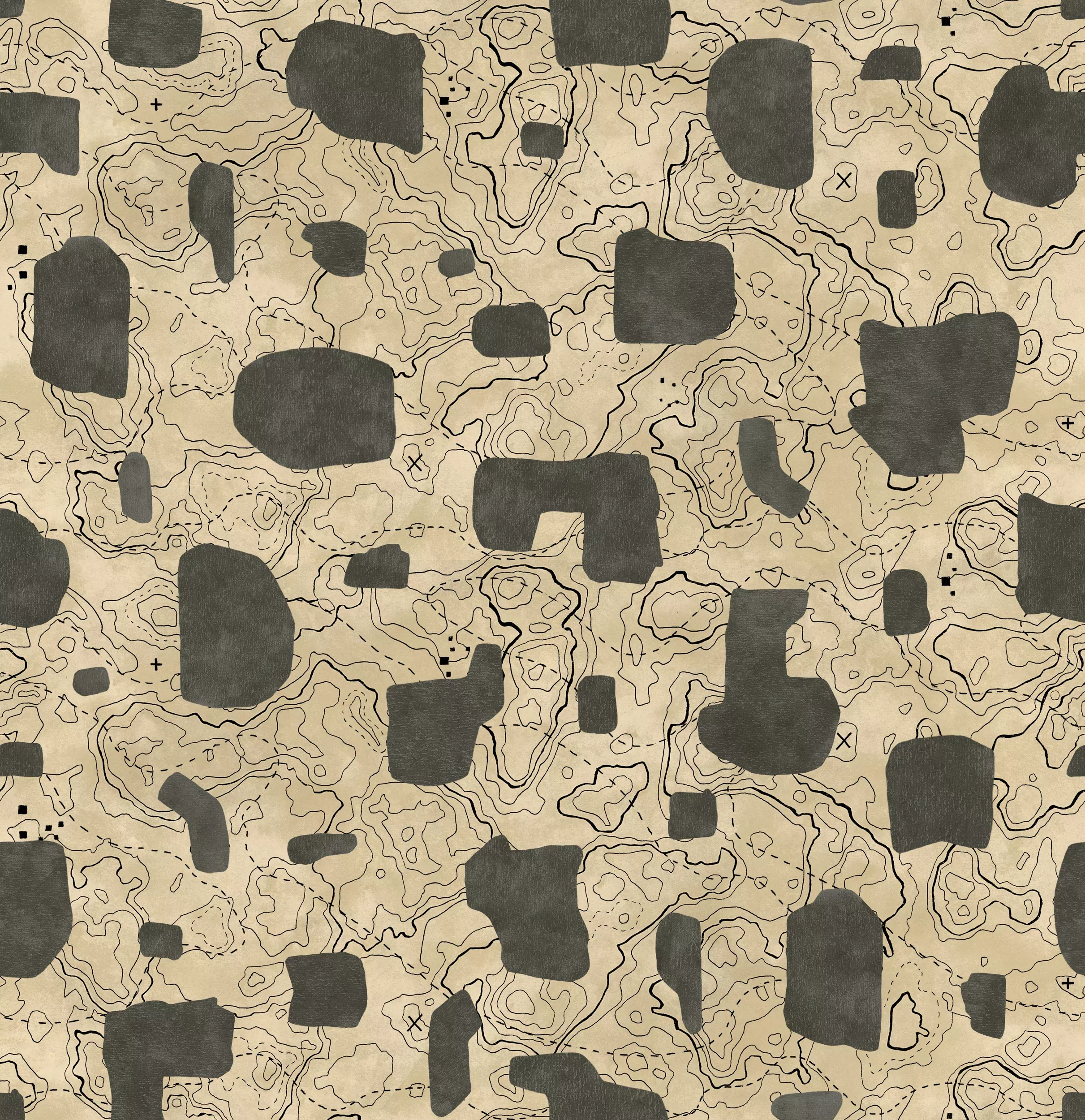 Map Xylography Grey