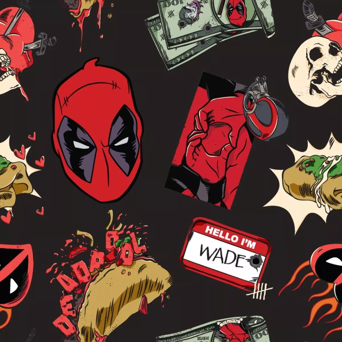 Marvel Deadpool Comic Toss on Black