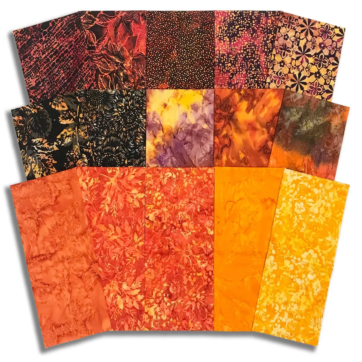 Matt’s Pre-Cut Hoffman Batik 15 Piece Half Yard Bundle – Ember Glow