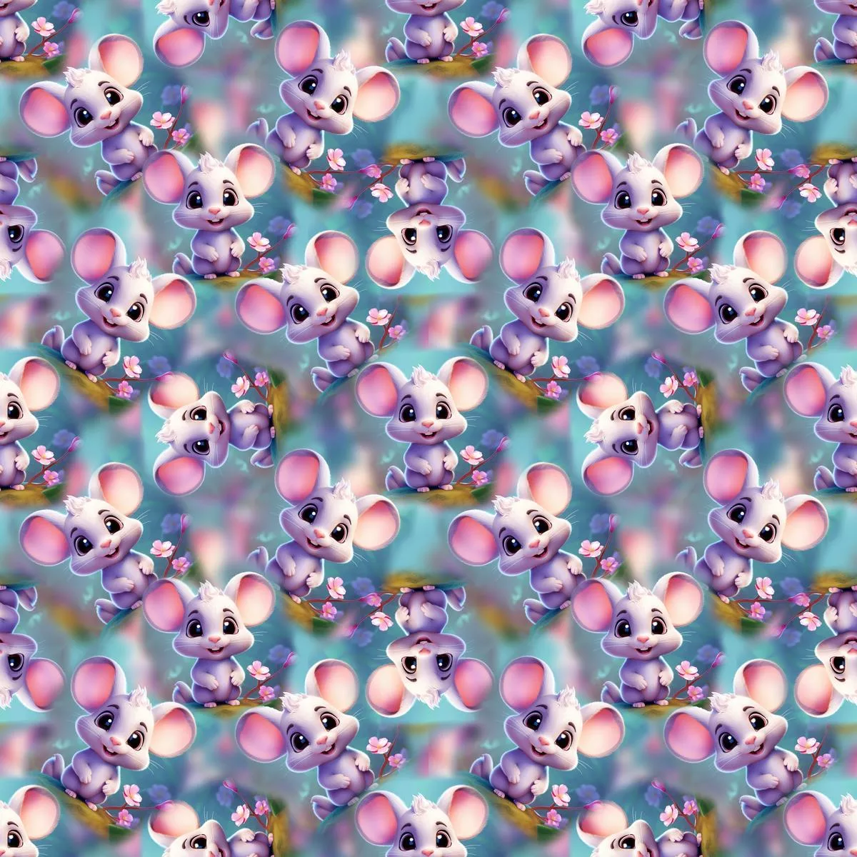 Mice & Floral Fabric