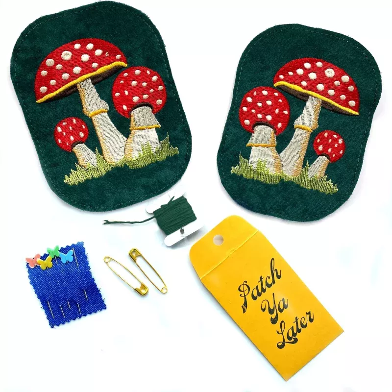 Mushroom Hunter Green Elbow Patch Set