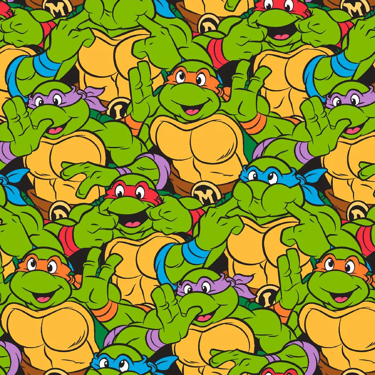 Nickelodeon TMNT Character Collage Fabric