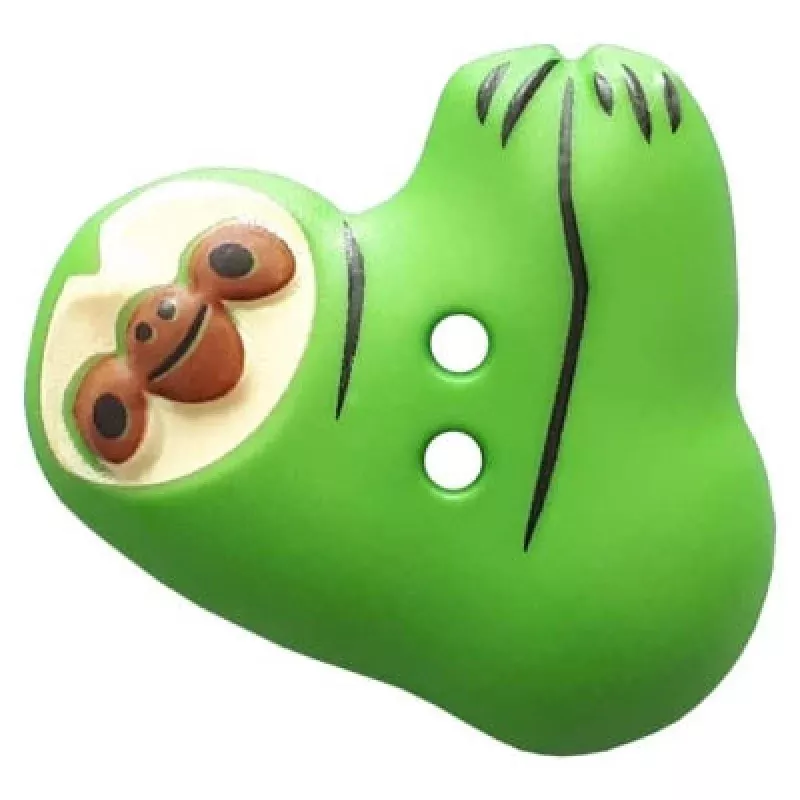 Novelty Button 25mm Sloth – Green