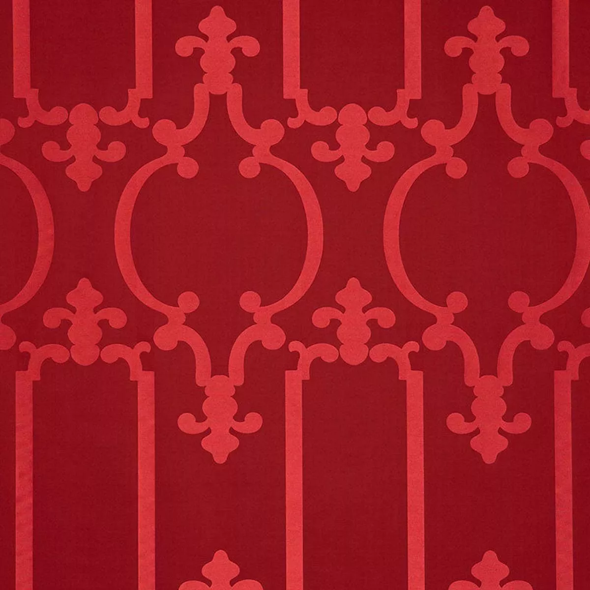 Ornamental Silk Ruby Lacquer Fabric