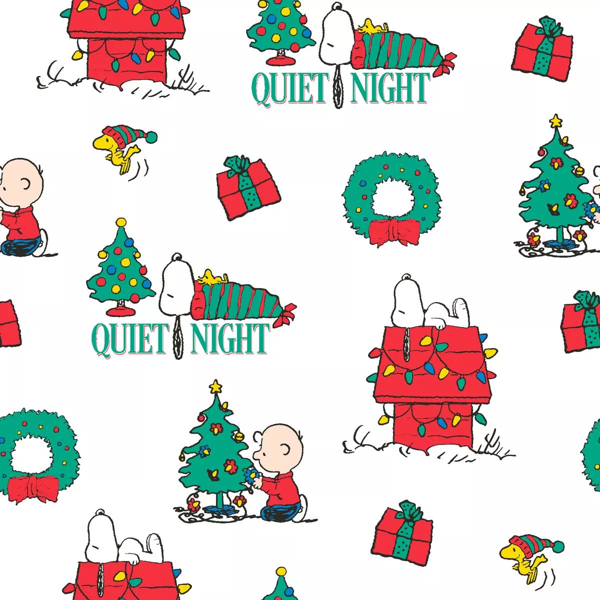 Peanuts Snoopy Deck the Doghouse Fabric
