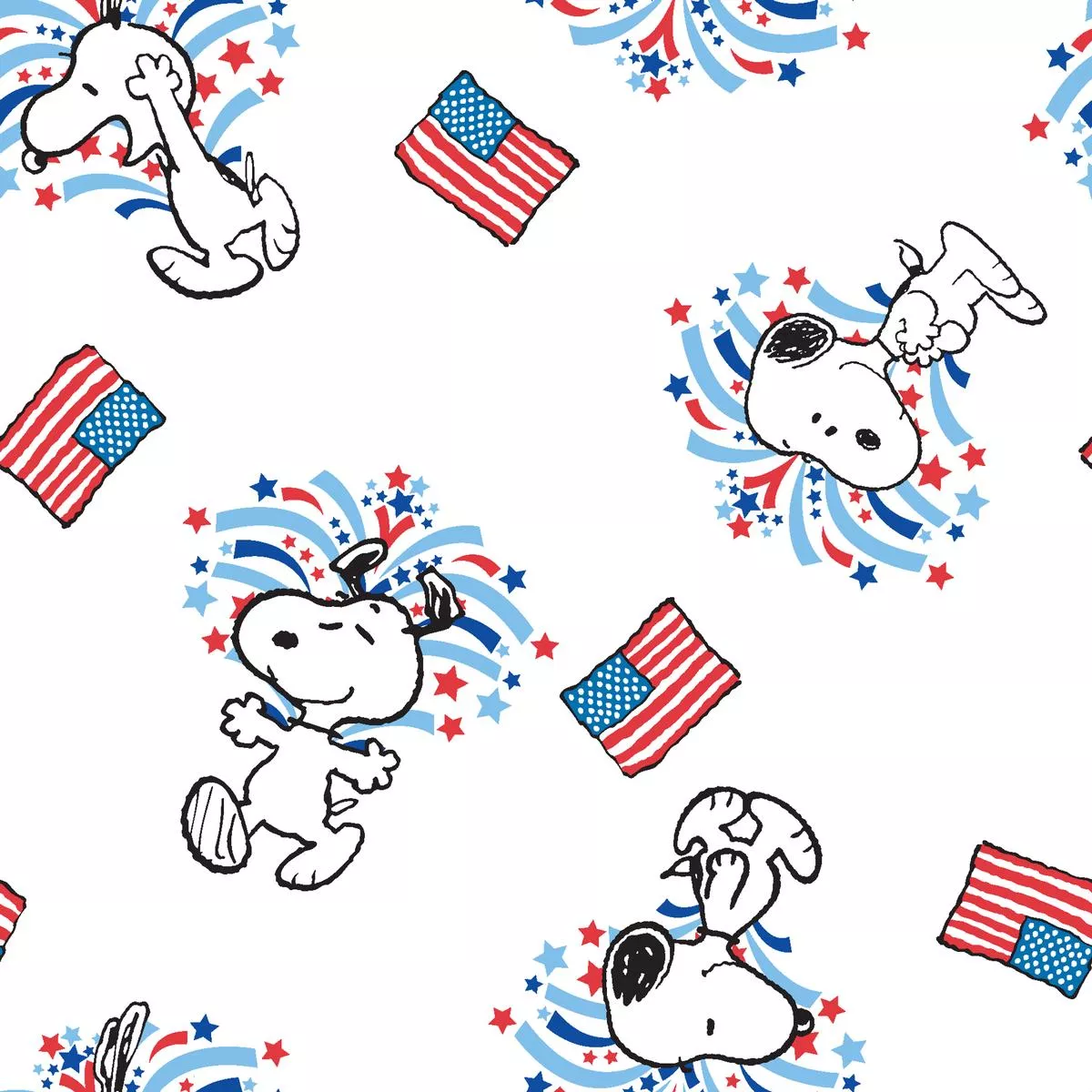 Peanuts Snoopy Fireworks & Freedom Fabric