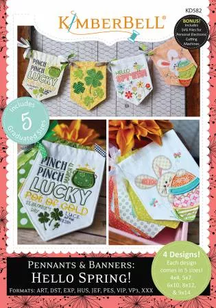 Pennants & Banners: Hello Spring Machine Embroidery CD