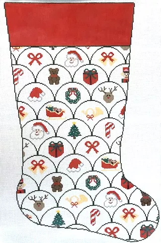Penny Linn Designs – Holiday Stocking with Red Cuff