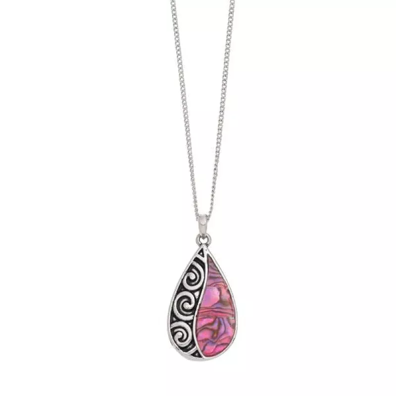 Pink Abalone Necklace – Silver Teardrop