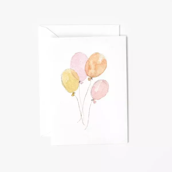 Pink balloons mini enclosure notecard