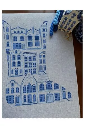 The Plum Stitchery – Delft House Stocking