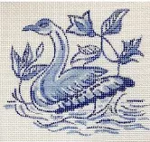The Plum Stitchery – Delft Tiles Collection – Swan