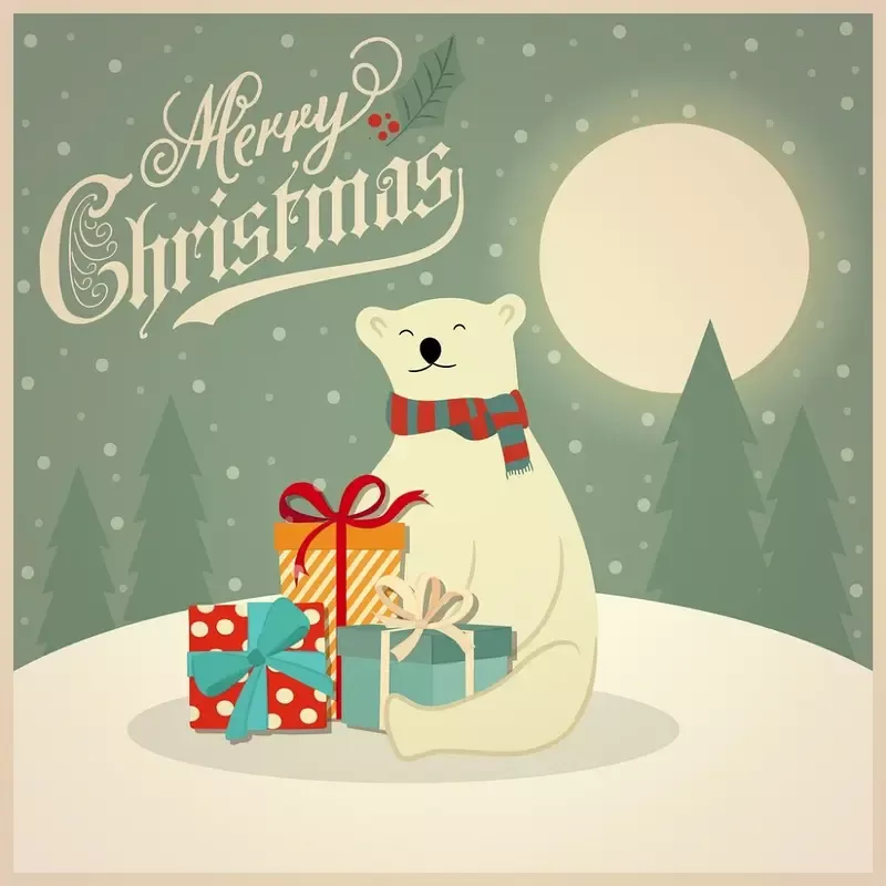 Polar Bear Christmas Card Fabric Panel – Multi