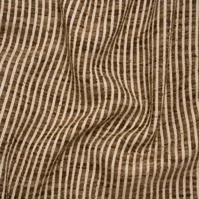 Polyester Boucle Woven – Walnut Stripes – British Imported