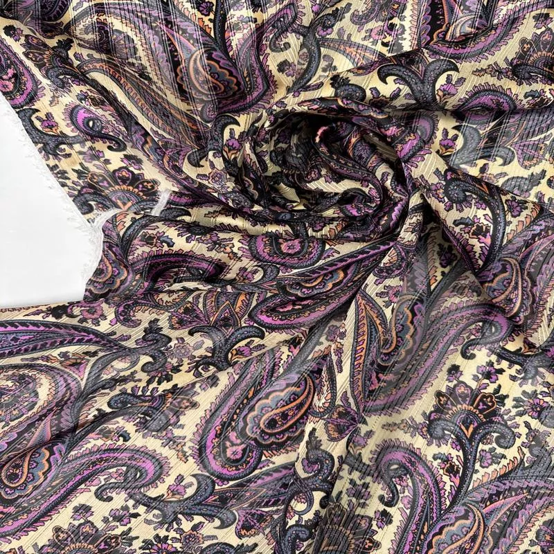 Printed Polyester Lurex Jacquard Sateen