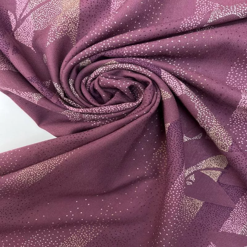Printed Purple White Wool Fabric