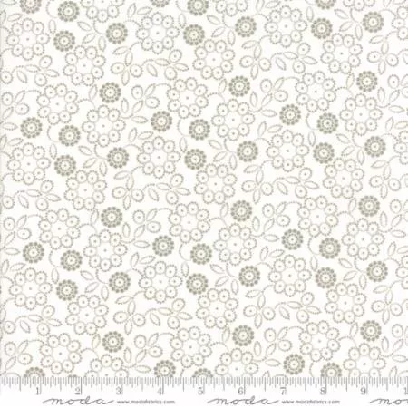 Project Red - Taupe Flowers White Yardage