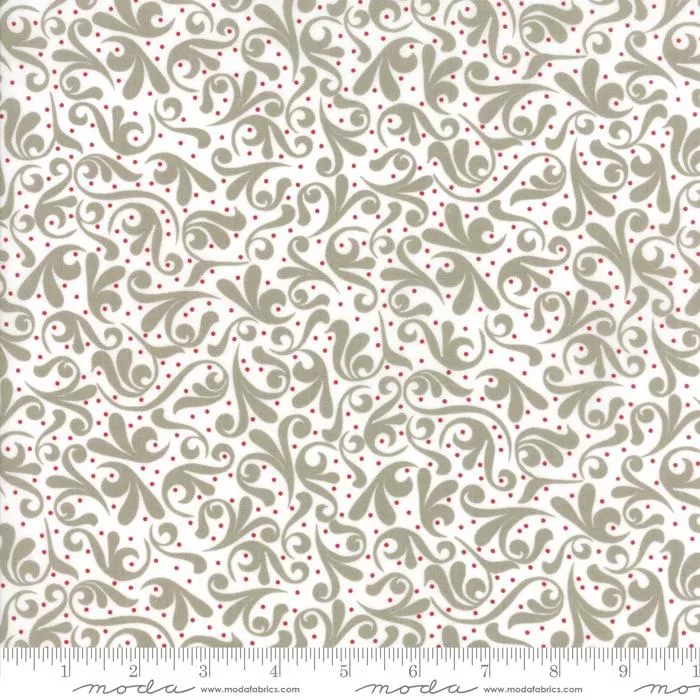 Project Red - Taupe Scrolls White Yardage