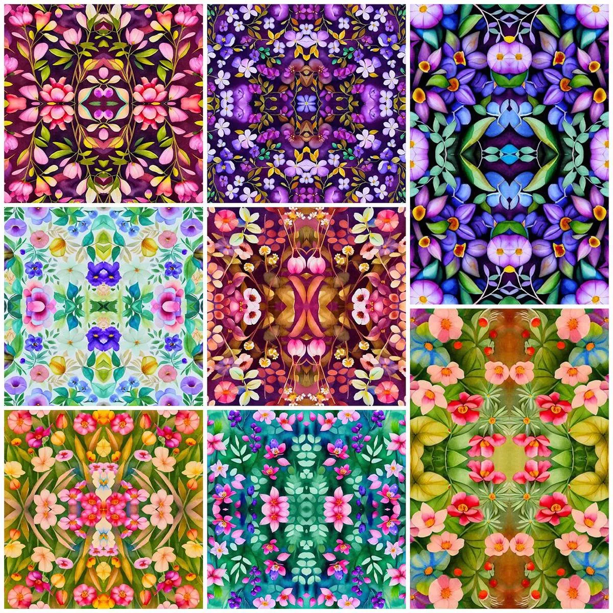Psychedelic Blossoms Fat Quarter Bundle – 8 Pieces