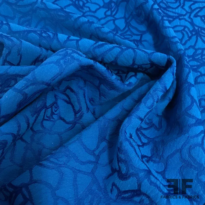 Raised Surface Roses Textured Brocade – Blue