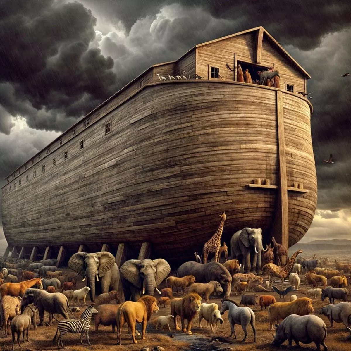 Realistic Noah’s Ark Fabric Panel
