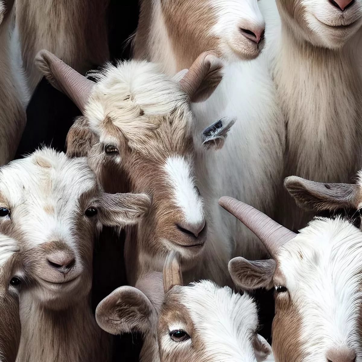 Realistic Packed Goats Pattern #3 Fabric
