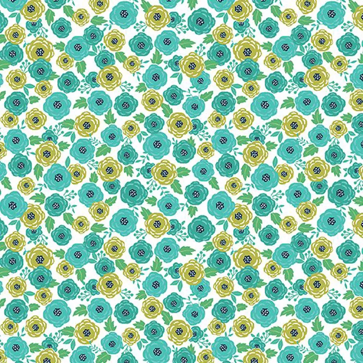Rosy Posey Teal/White