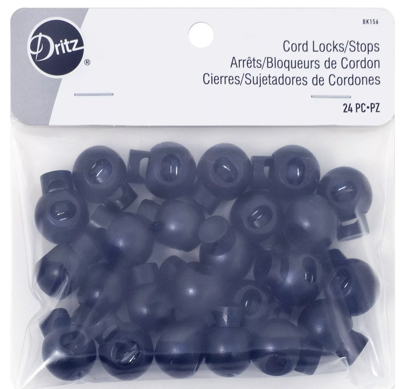 Round Cord Stops Locks Black
