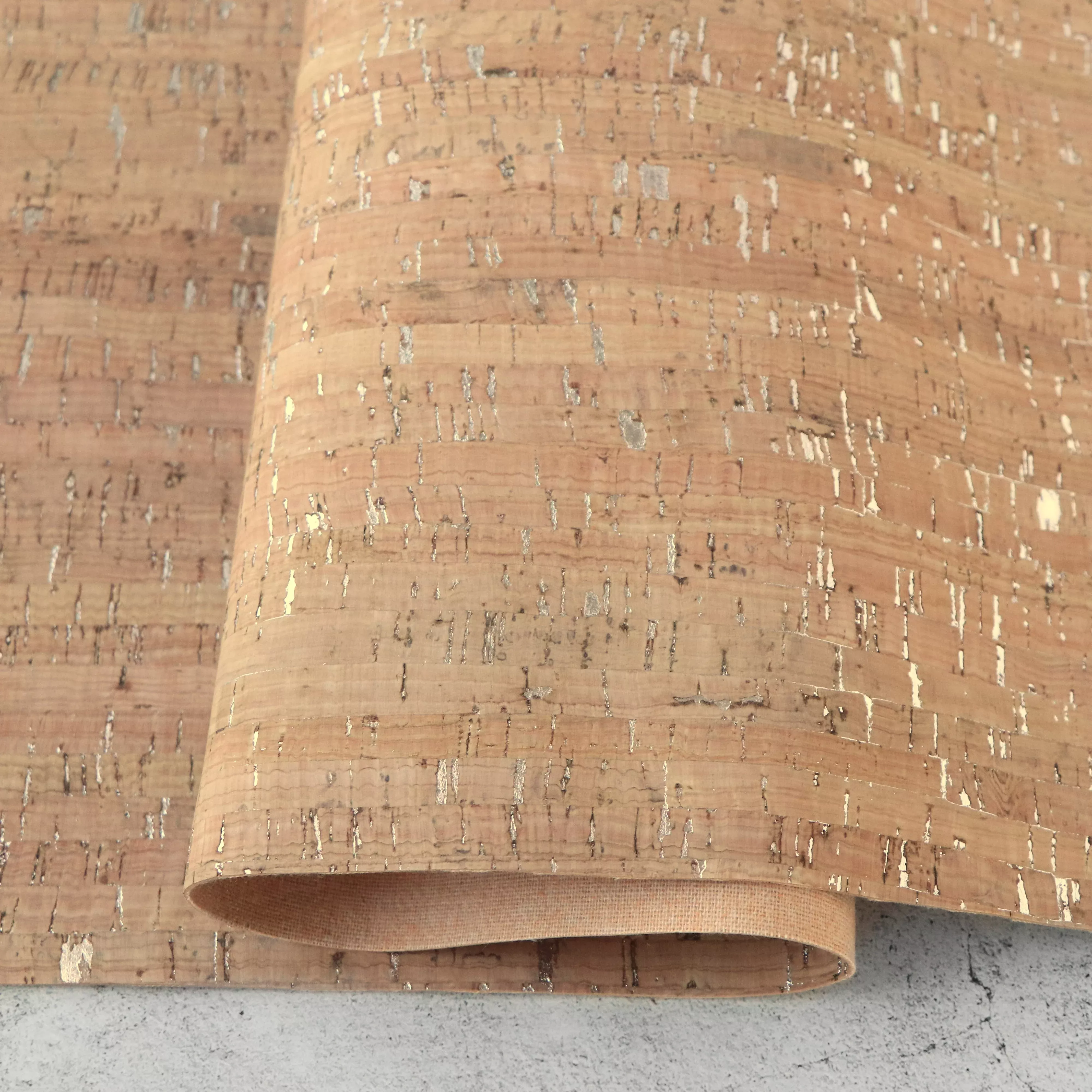 Rustic Natural Silver Flecked Cork Fabric