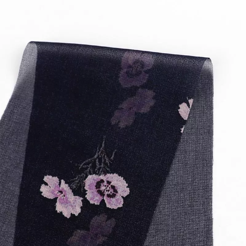 Scattered Pansy Georgette – Midnight