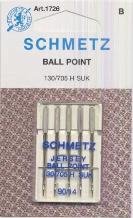 Sewing Machine Needles - Jersey Flat Shank Light Ball Point 14 /90