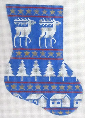 Silver Needle – Blue Reindeer Mini Sock