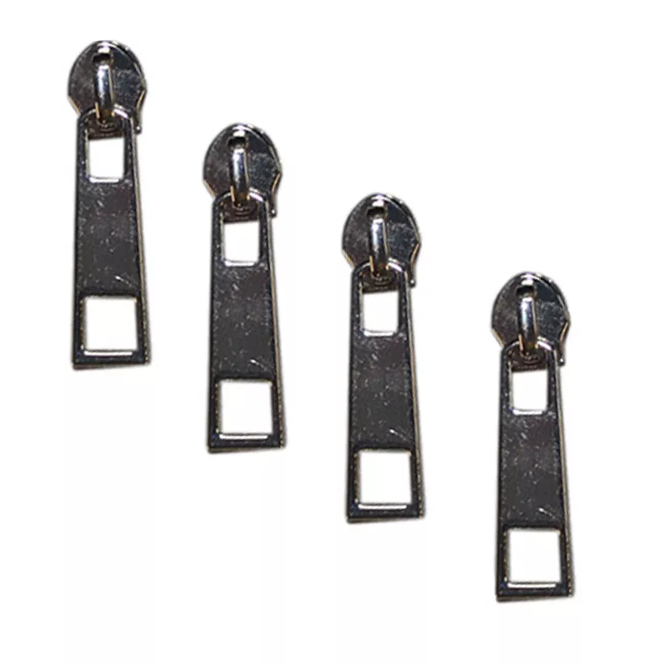 Silver Zipper Pulls, Pack of 4