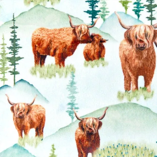 Snow The Highland Digital Cuddle 58/60" Fabric Per Yard