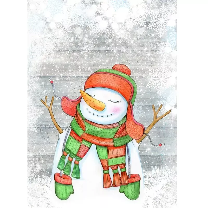 Snowy Happy Snowman Fabric Panel – White