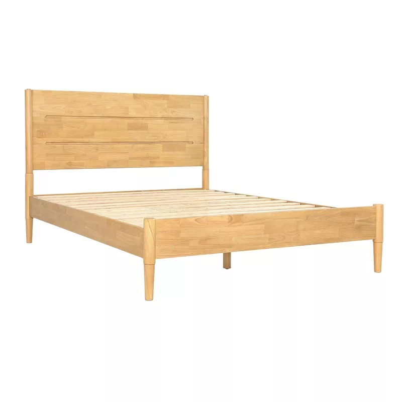 Solid Wood Platform Bed Frame with Headboard | No Box Spring Needed King