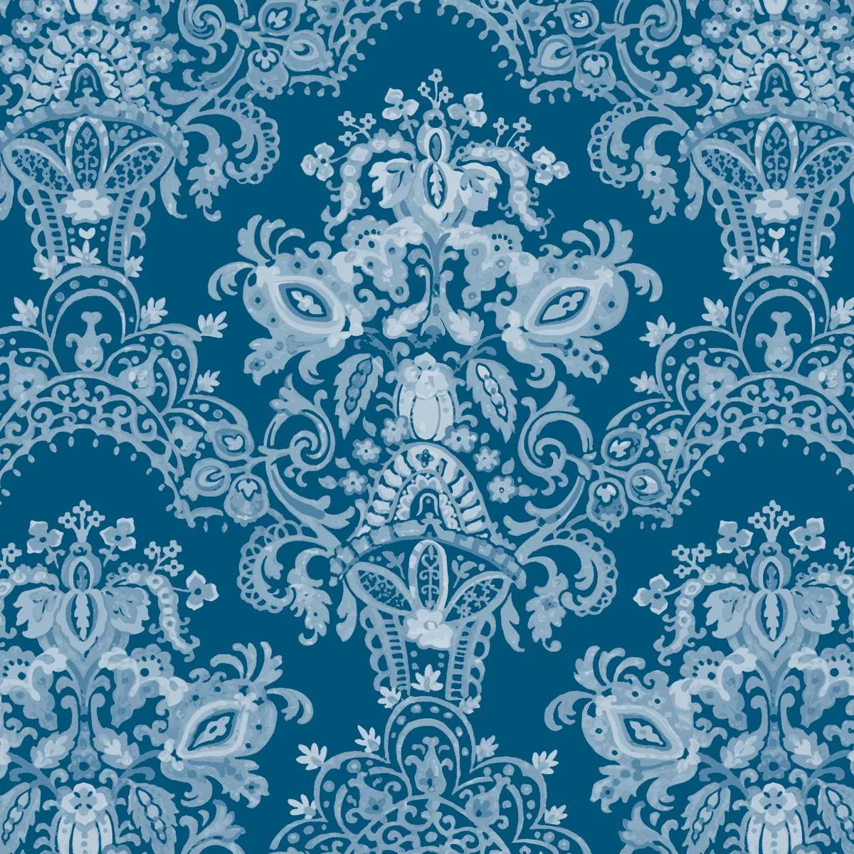 Solstice Garden on Blue Fabric