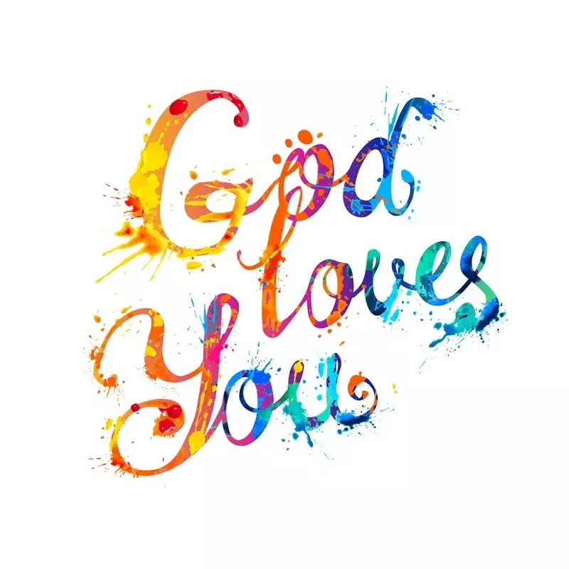 Splash Paint God Loves You Fabric Panel – Multi