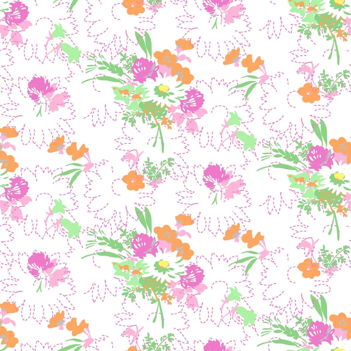 Spring Bouquet on Purple Fabric