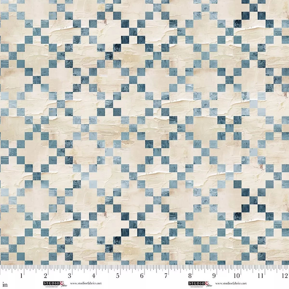 Studio E Behind Blue Eyes 8653 14 Cream Plaster 9-Patch By The Yard