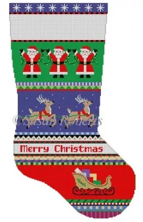 Susan Roberts Needlepoint– Bold Stripe Reindeer Stocking