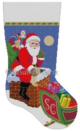 Susan Roberts Needlepoint– Down the Chimney Stocking