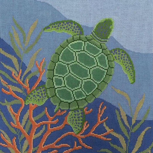 Susan Roberts Needlepoint – Seaweed Coral Turtle
