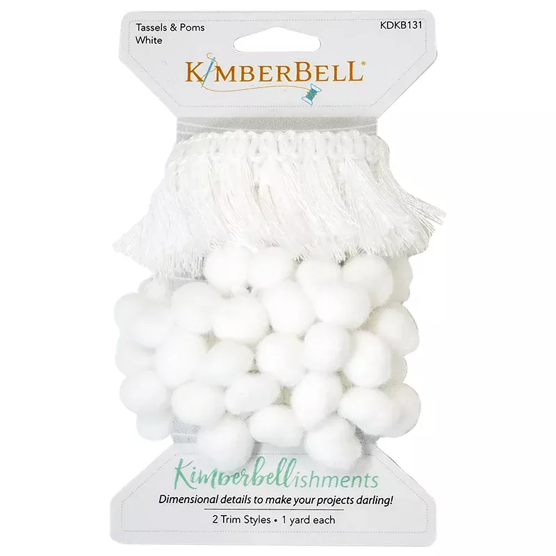 Tassels & Poms Trim 1yd White