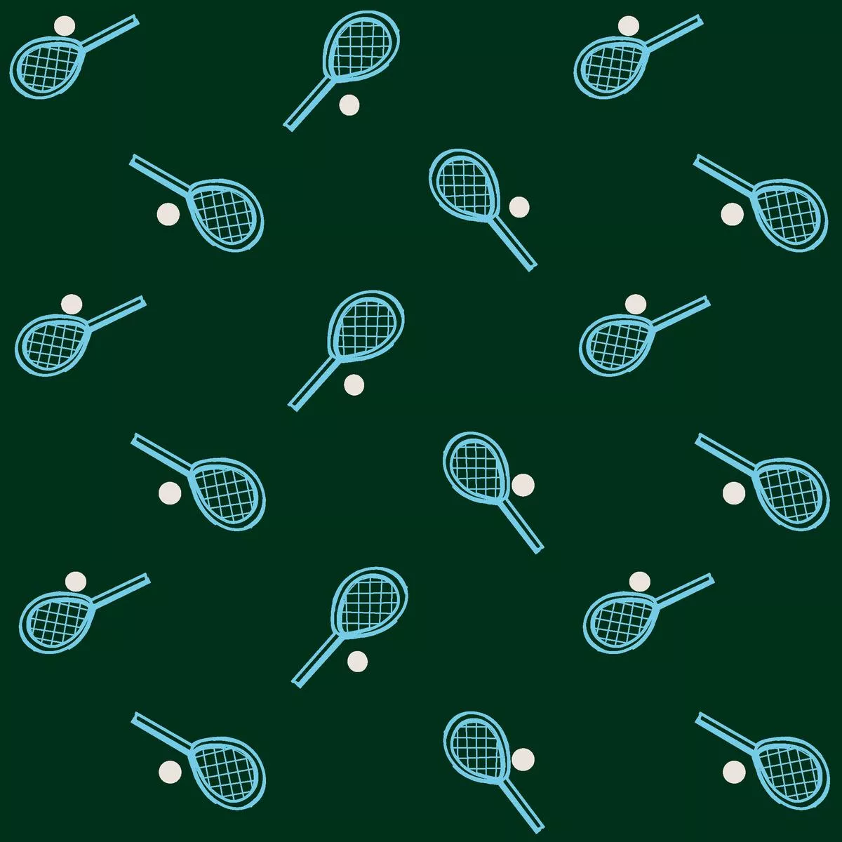 Tennis Match on Deep Green Fabric